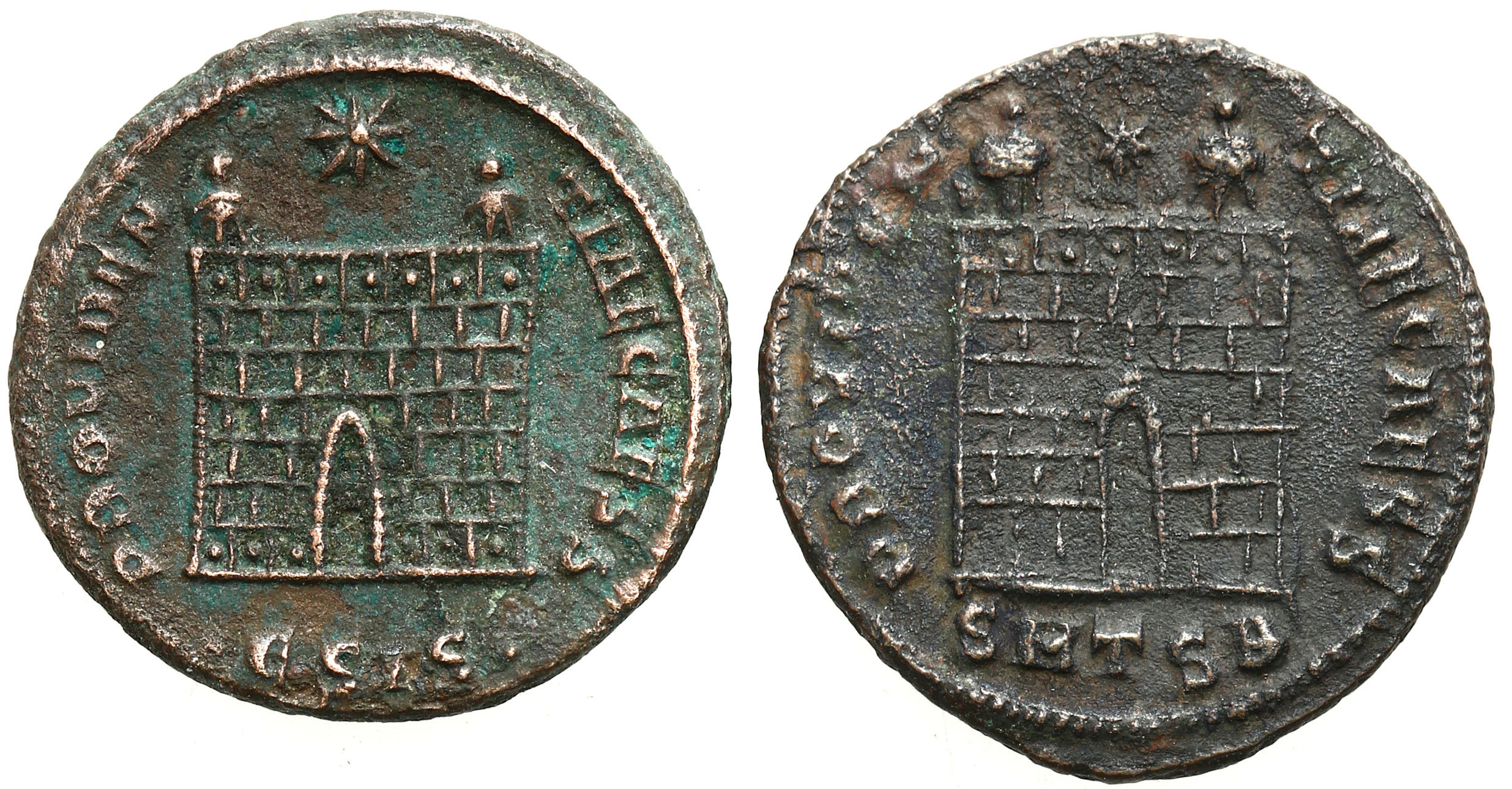 Cesarstwo Rzymskie, Lot 2 sztuk AE3 Konstancjusz II 337–361 n.e.